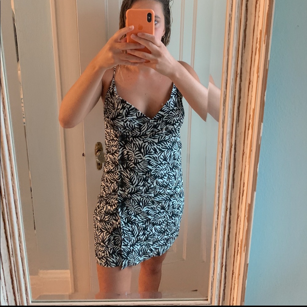 Topshop black & white wrap dress